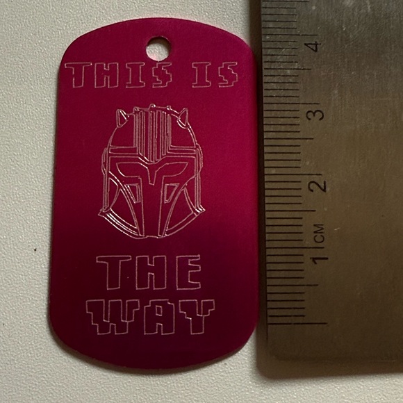 Mandalorian Star Wars this is the way armorer dark pink dog tag cool nerd geek - Picture 1 of 4